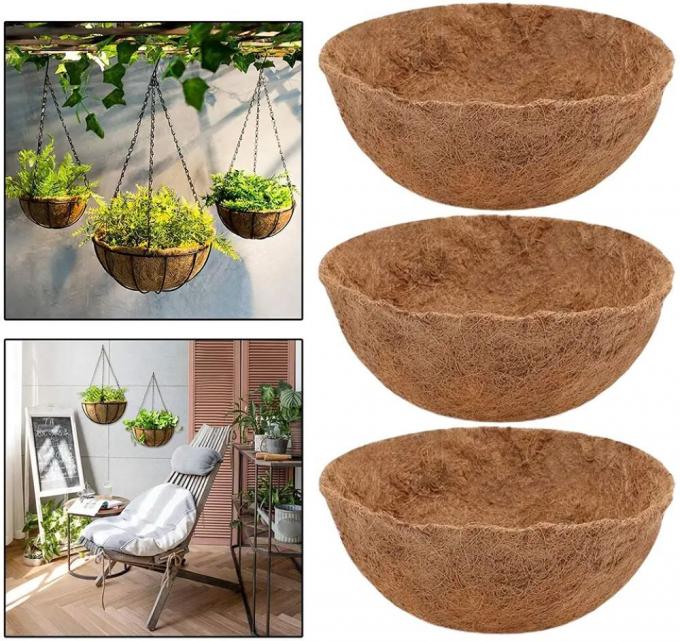 Metal Hanging Basket With Coconut Coir Liner Hanging Flower Basket With Chain Indoor Outdoor Plant Flower Pot 2