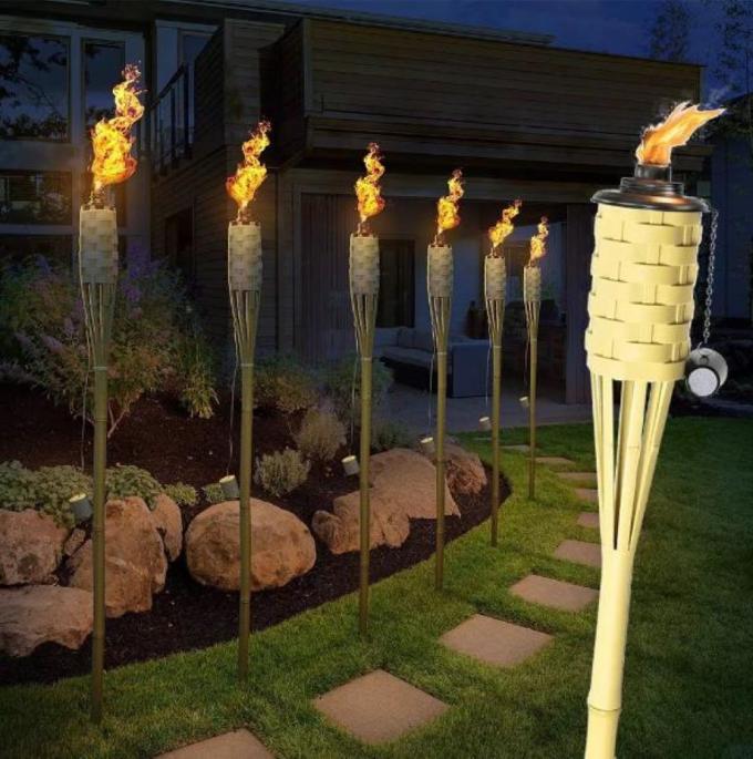Natural Bamboo Tiki Torch Garden Toy Colorful Bamboo Torch For Children And Outdoor Parties 0