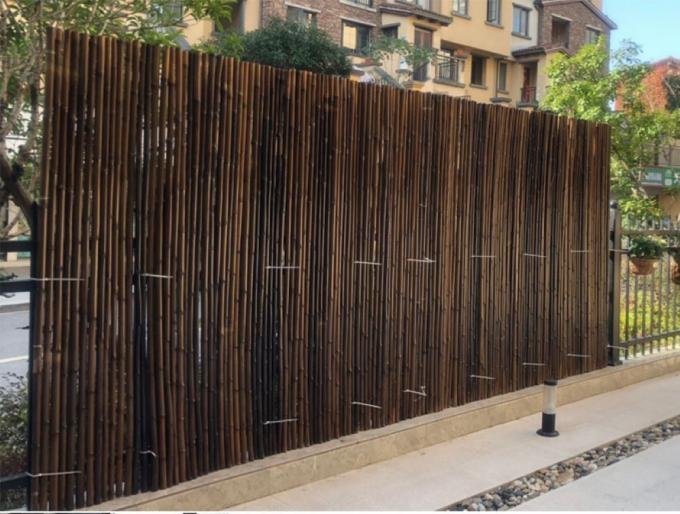 Carbonized Black Natural Bamboo Pole Fence Panels Roll for Outdoor Decoration Garden Agriculture 0