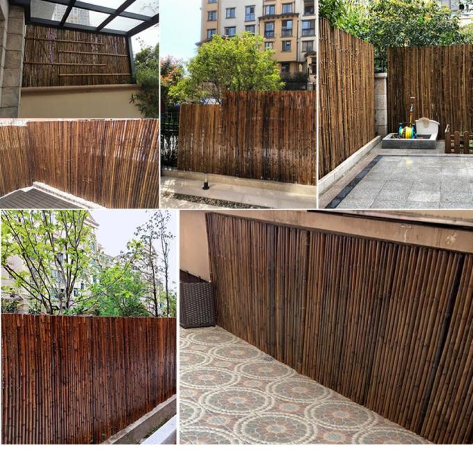 Carbonized Black Natural Bamboo Pole Fence Panels Roll for Outdoor Decoration Garden Agriculture 2