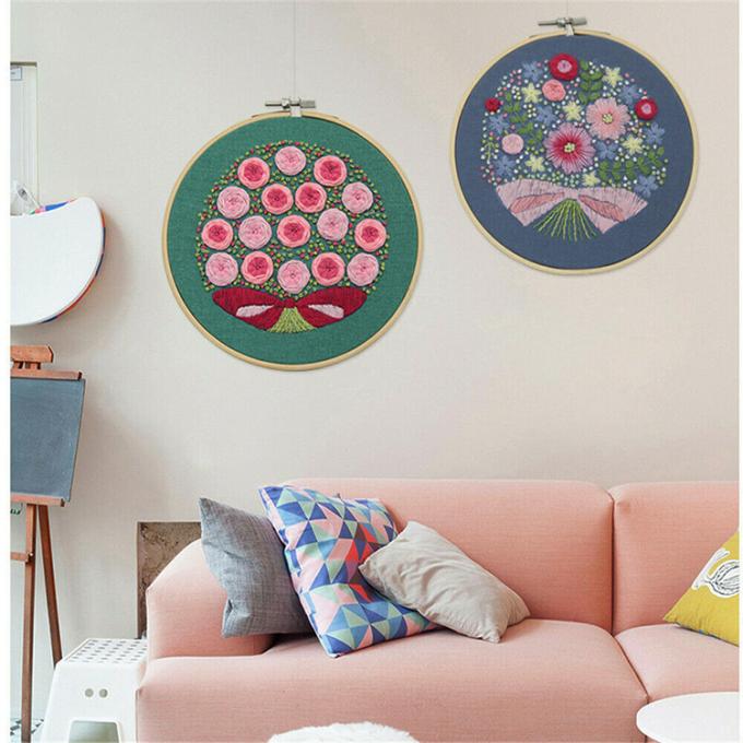 Wholesale Bamboo Circle Cross Stitch Frame Embroidery Hoops Set 6