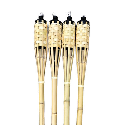 Natural Bamboo Torch with Replaceable Fiberglass Wick - for Backyard Party, Wedding, Pathway Lighting
