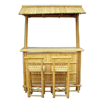 Varnish Painting Bamboo Tiki Bars With Counter Beverage Table Foldable Beach Bars