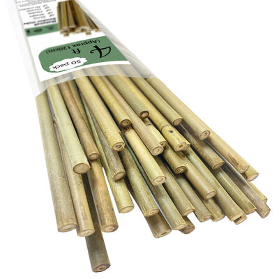 Garden Stakes, 18 Inches Natural Bamboo Plant Stakes, Plant Support Stakes with Twist Ties, Bamboo Sticks for Tomatoes, Beans, Flowers, Potted Plants, Indoor and Outdoor Climbing Plants