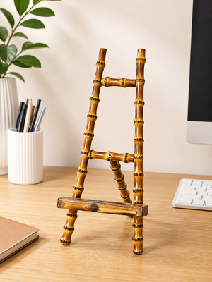 Natural Bamboo Desktop Stand with 3-in-1 Function for Hands-Free Viewing of Phone Tablet and Book