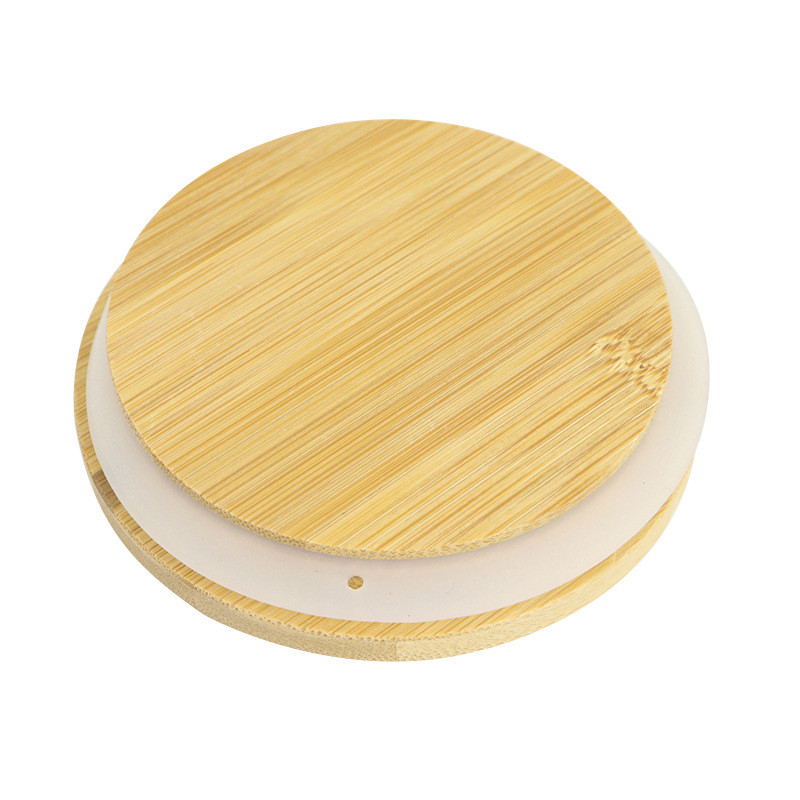 Regular Mouth Mason Jar 70mm Bamboo Jar Lids With Straw Hole Reusable