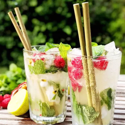 100% Bamboo Disposable Straws 19cm 22cm For Children Organic Drinking Usage
