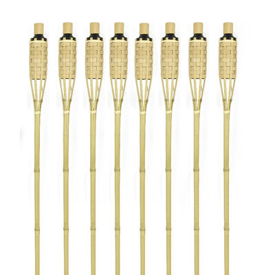 Natural Bamboo Torch with Replaceable Fiberglass Wick - for Backyard Party, Wedding, Pathway Lighting