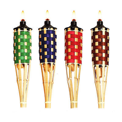 Natural Bamboo Torch with Replaceable Fiberglass Wick - for Backyard Party, Wedding, Pathway Lighting