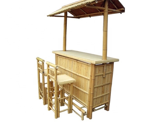 Varnish Painting Bamboo Tiki Bars With Counter Beverage Table Foldable Beach Bars
