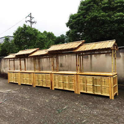 220x160cm Tiki Bar Bamboo Bench Bar With Waterproof Roof Chairs Outdoor