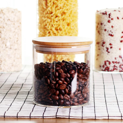Kitchen Jar Lids Glass Container Bamboo Lid With Straw Silicon Leafproof