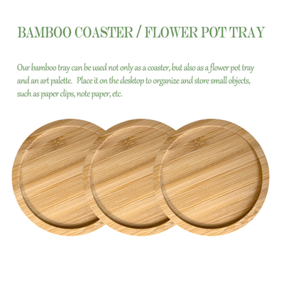 6 Pack 9cm Round Blank Bamboo Coasters Bar Home Cup Coasters