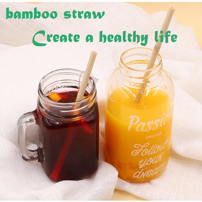 100% Natural Disposable Bamboo Straws Green Degradable For Drinks Laser Label Logo