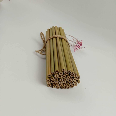 Custom Natural Biodegradable Bamboo Straws 20cm Reusable Straight Straws With Brush