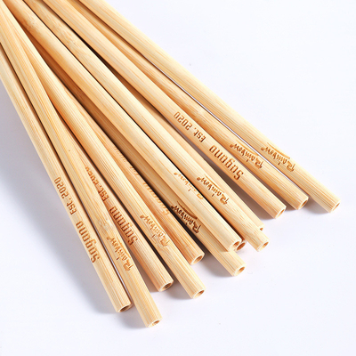 Biodegradable Disposable Bamboo Straws Laser Private Logo For Party Wedding