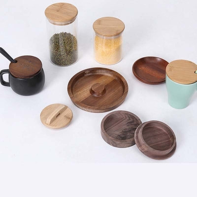 Perfume Candle Bottle Lid Bamboo Jar Lid Laser Logo For Glass Plastic Cups