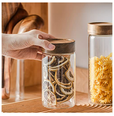 Wooden Bamboo Reusable Canning Lids For Food Cereal Storage Tea Herbs Coffee