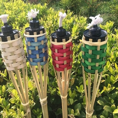 Waterproof Natural Bamboo Torch Rattan Tiki Torches For Patio Yard Garden Lawn