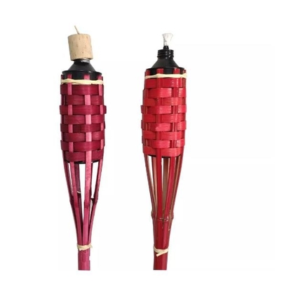 Outdoor Decorating Wedding 150cm Bamboo Torches With Covers Metal Oil Canisters