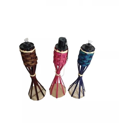 Outdoor Decorating Wedding 150cm Bamboo Torches With Covers Metal Oil Canisters