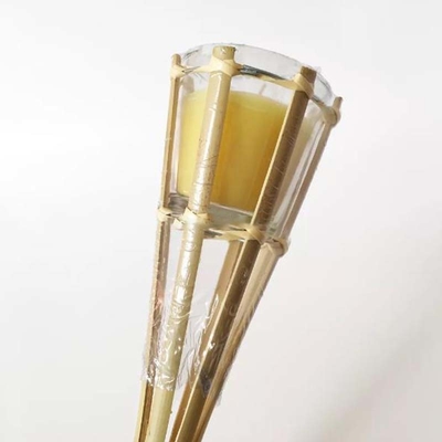 Outdoor Party Natural Bamboo Torch With Refillable Replacement Metal Oil Canister