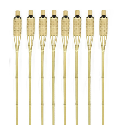 Luau Party Garden Decoration Bamboo Flaming Torch With Metal Oil Canister