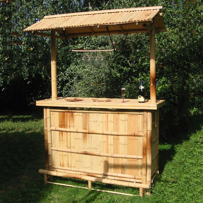 Varnish Painting Bamboo Tiki Bars With Counter Beverage Table Foldable Beach Bars
