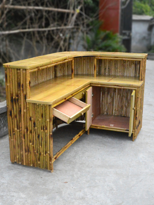 Beach Entertainment Waterproof  Bamboo Tiki Bar 2 4 Bamboo Stool With Back Support