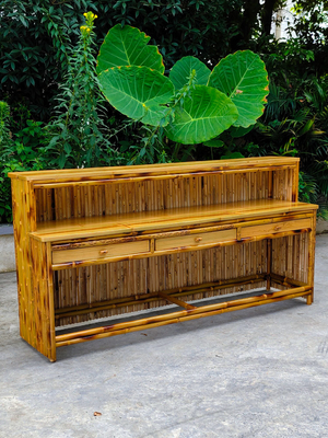 Beach Party Bamboo Tiki Bars With Counter Beverage Table Foldable Beach Bars