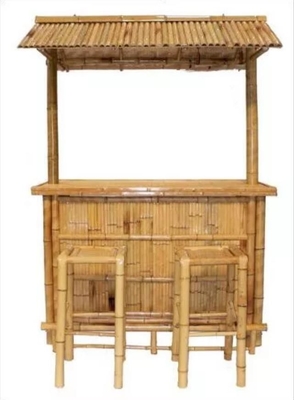Beach Entertainment Waterproof  Bamboo Tiki Bar 2 4 Bamboo Stool With Back Support
