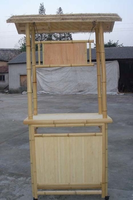 Cabana Party Bamboo Tropical Tiki Bar 220x160cm With Under Cabinet Shelf Stools