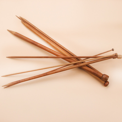 12Pcs Set Light Bamboo Circular Knitting Needles Single Pointed Knitting for Handmade DIY Knitting