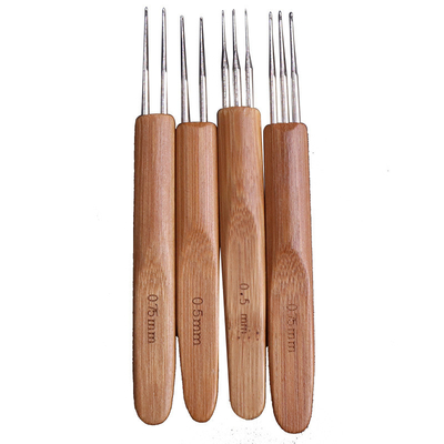 Bamboo Handle Crochet Hook Set Knitting Needles Stainless Steel Head Sewing Accessories