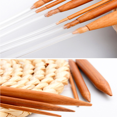 Carbonized Natural Bamboo Circular Knitting Needles 60cm Transparent Tube For Handicraft