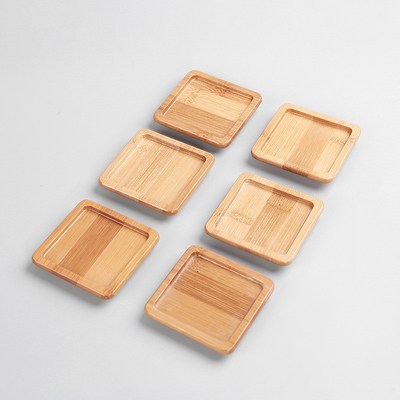 Light Weight Natural Bamboo Coasters Blank Customized Laser Pattern Logo For Cups