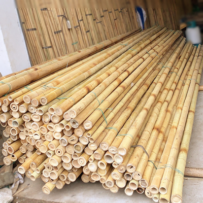 3 Inch Moso Bamboo Pole Pure Natural Bamboo Stakes For Plant Decoration Yellow