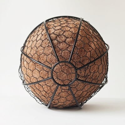 Metal Frame Bamboo Coco Liner Flower Pots Outdoor Garden 27cm Diameter