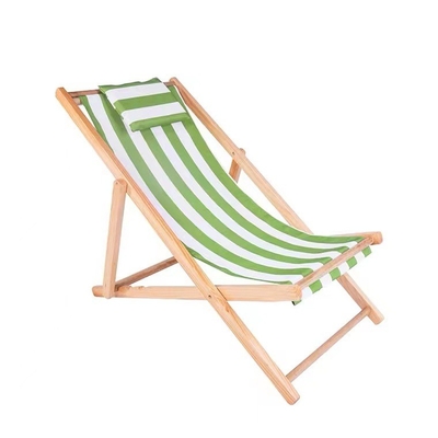 Outdoor Garden Deck Bamboo Relaxing Chair Backrest Adjustable In 4 Positions Canvas Seating Area