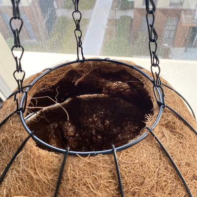 Metal Frame Bamboo Coco Liner Flower Pots Outdoor Garden 27cm Diameter