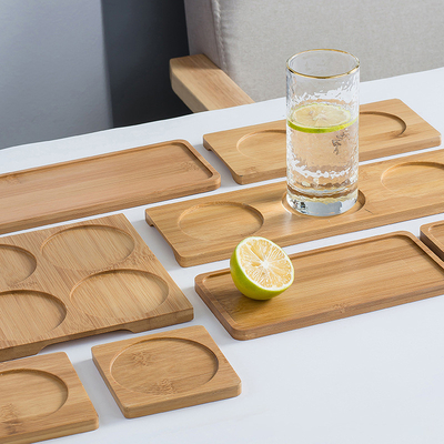 Coffee Tray Bamboo Wood Mat Dressed Natural Whisky Coaster For Drink