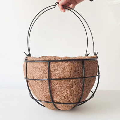 Garden Decoration Metal Hanging Planter Basket With Coco Coir Coco Liner