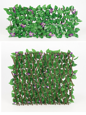 Decorative Plastic Green Plant Mat Panel Artificial Leaves Fence For Outdoor
