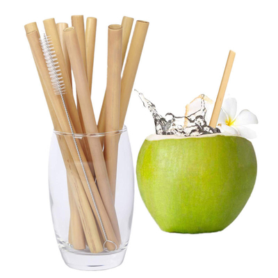 Reusable Eco Friendly 20x0.8cm Reusable Bamboo Drinking Straws With Brush