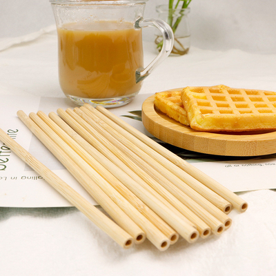 100% Natural Disposable Bamboo Straws Green Degradable For Drinks Laser Label Logo