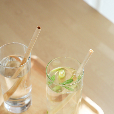 100% Natural Disposable Bamboo Straws Green Degradable For Drinks Laser Label Logo