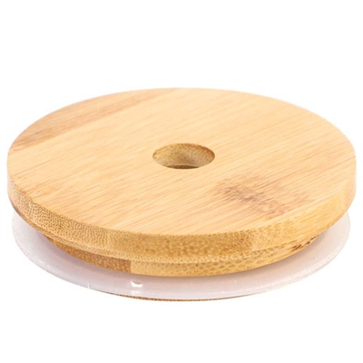 Regular Mouth Mason Jar 70mm Bamboo Jar Lids With Straw Hole Reusable Jar Lids