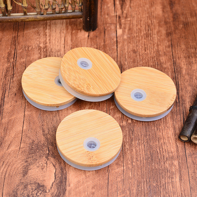 Wooden Bamboo Reusable Canning Lids For Food Cereal Storage Tea Herbs Coffee