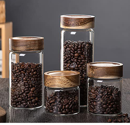 Wooden Bamboo Reusable Canning Lids For Food Cereal Storage Tea Herbs Coffee