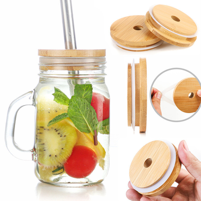 Food Storage Jar With Bamboo Lid For Candy, Cookie, Rice, Sugar, Flour, Pasta, Nuts